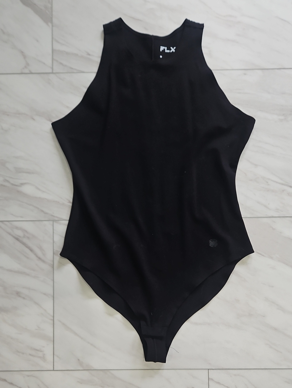 FLX Black Sleeveless Bodysuit - High Neck Tank Style